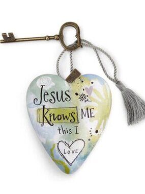 Jesus Knows Me Art Heart by Demdaco Art Hearts-NWT